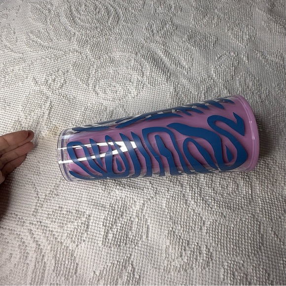 Starbucks Tumbler - Pink and Blue Zebra Print - 24oz Cold Cup - Picture 3 of 5